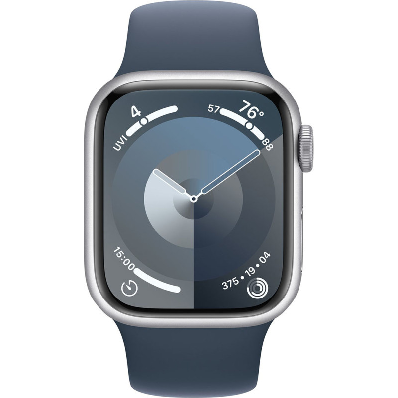 Смартгодинник Apple Watch Series 9 GPS 41mm Silver Aluminium Case with Storm Blue Sport Band – M/L