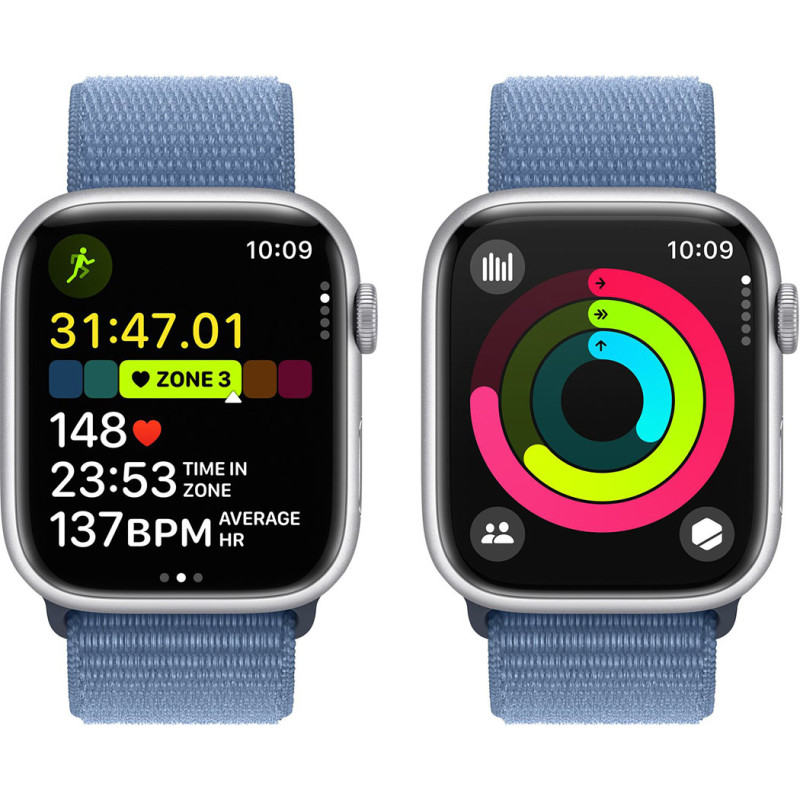 Смартгодинник Apple Watch Series 9 GPS 45mm Silver Aluminium Case with Winter Blue Sport Loop